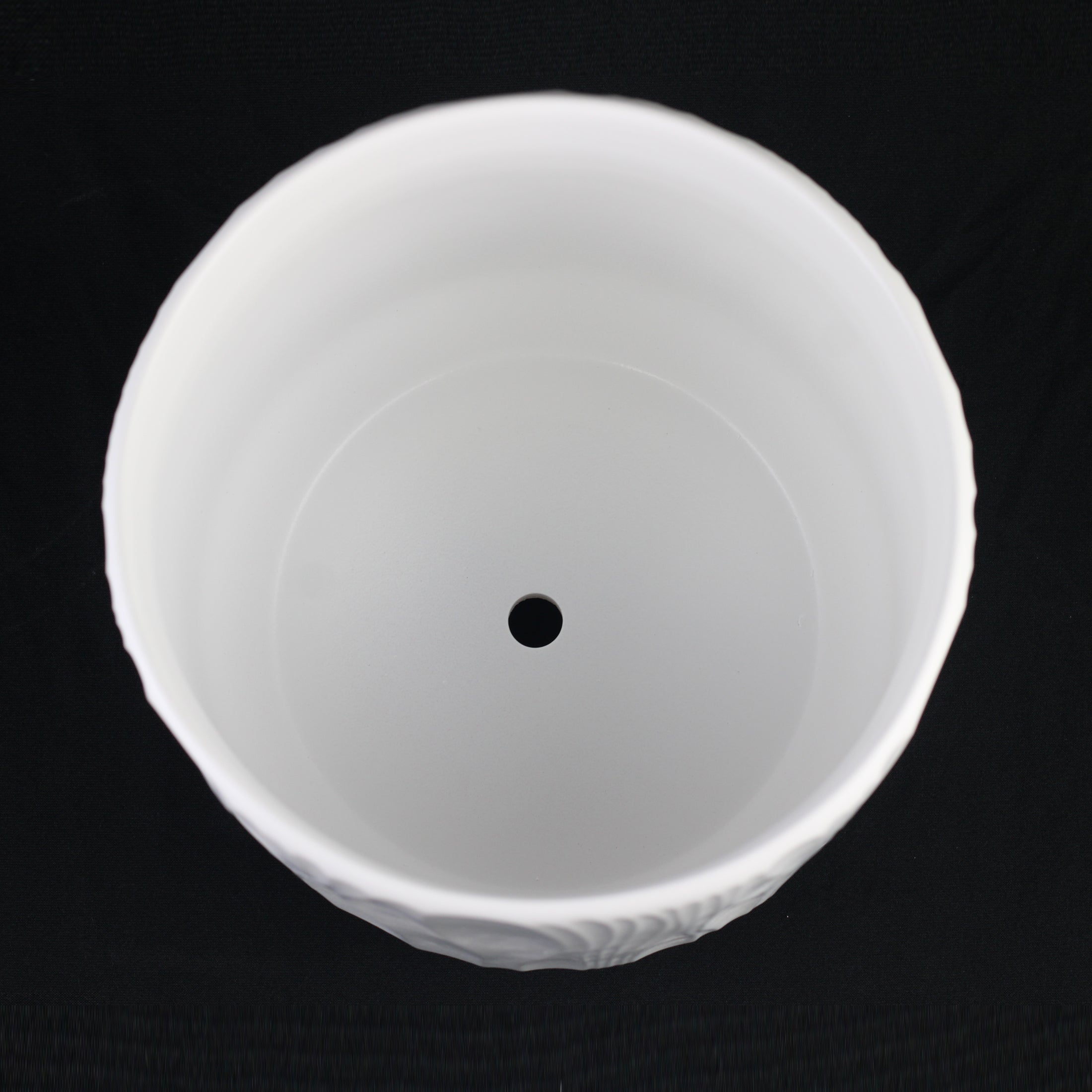 3 Piece White Stoneware Planter Pot Set Embossed Texture Decor