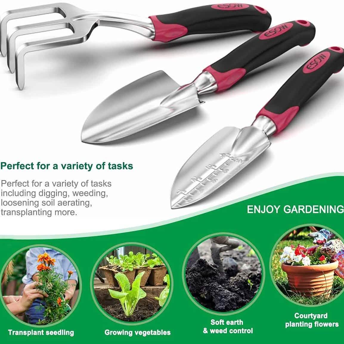 3 Piece Cast Aluminum Heavy Duty Gardening Tool Kit Set