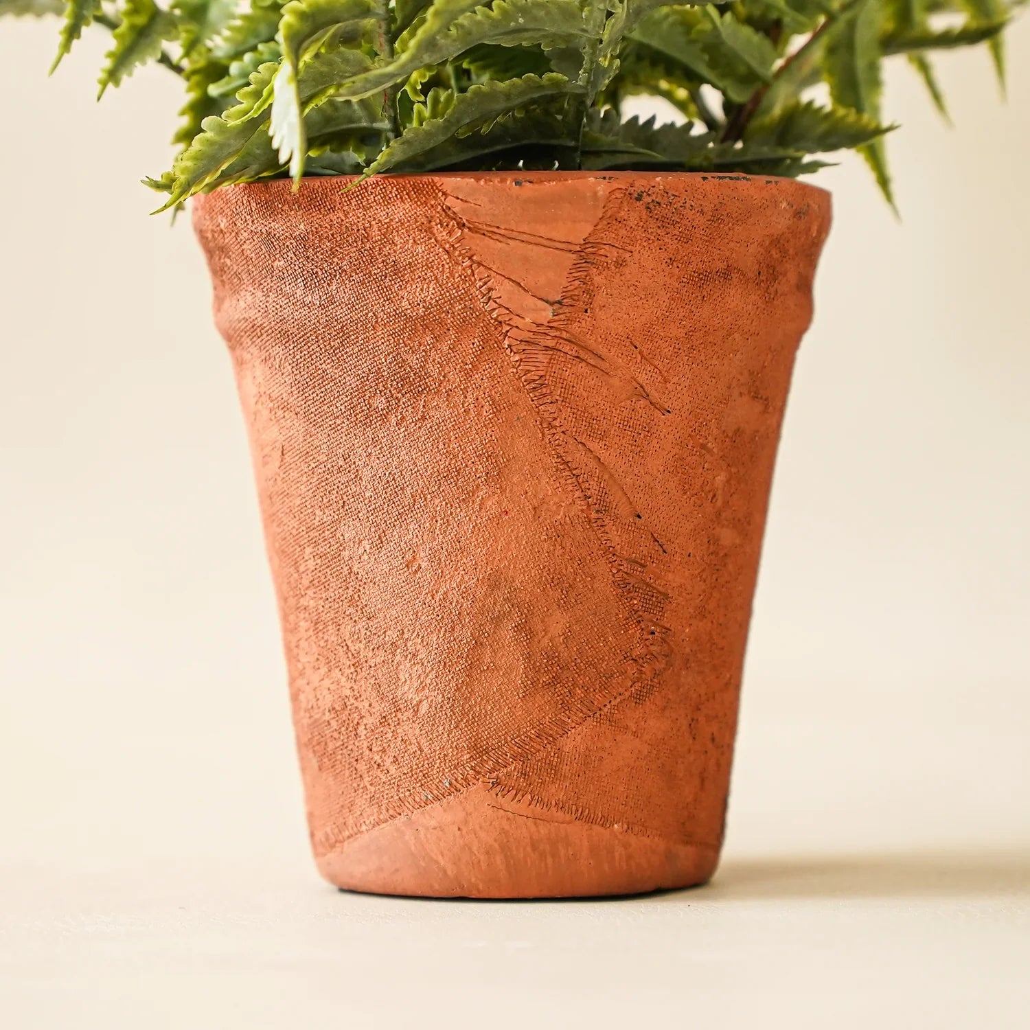 Faux Fern in Terracotta Pot Realistic Indoor Decorative Plant