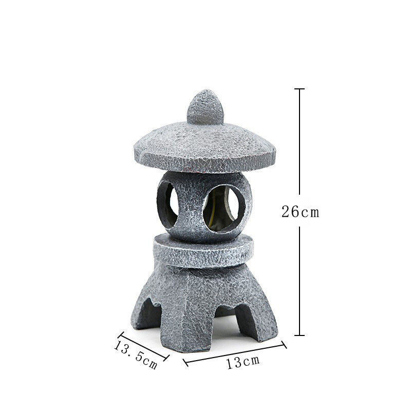 Solar Powered Zen Garden Decor Pagoda Lantern Statues Outdoor