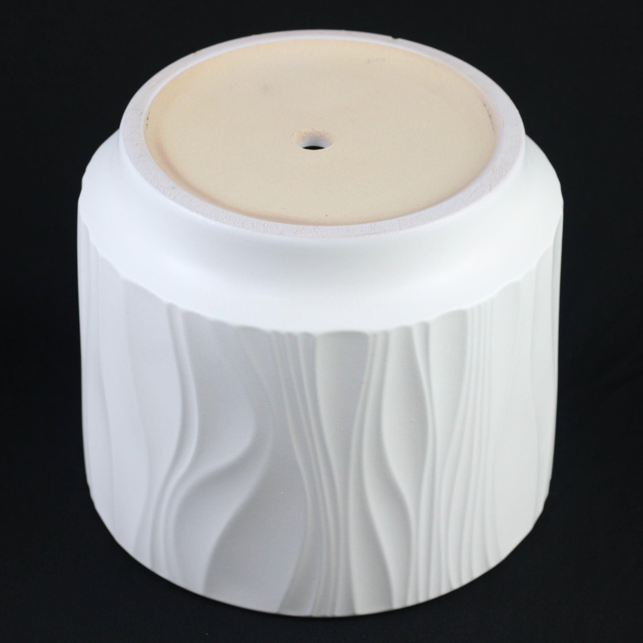 3 Piece White Stoneware Planter Pot Set Embossed Texture Decor