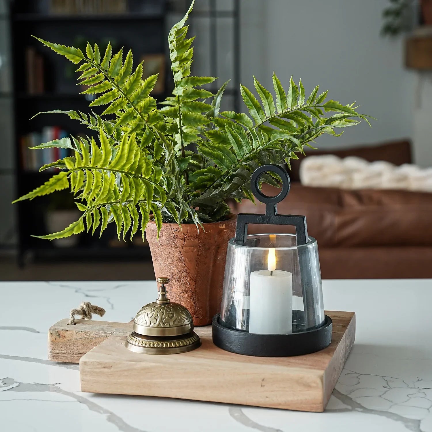 Faux Fern in Terracotta Pot Realistic Indoor Decorative Plant