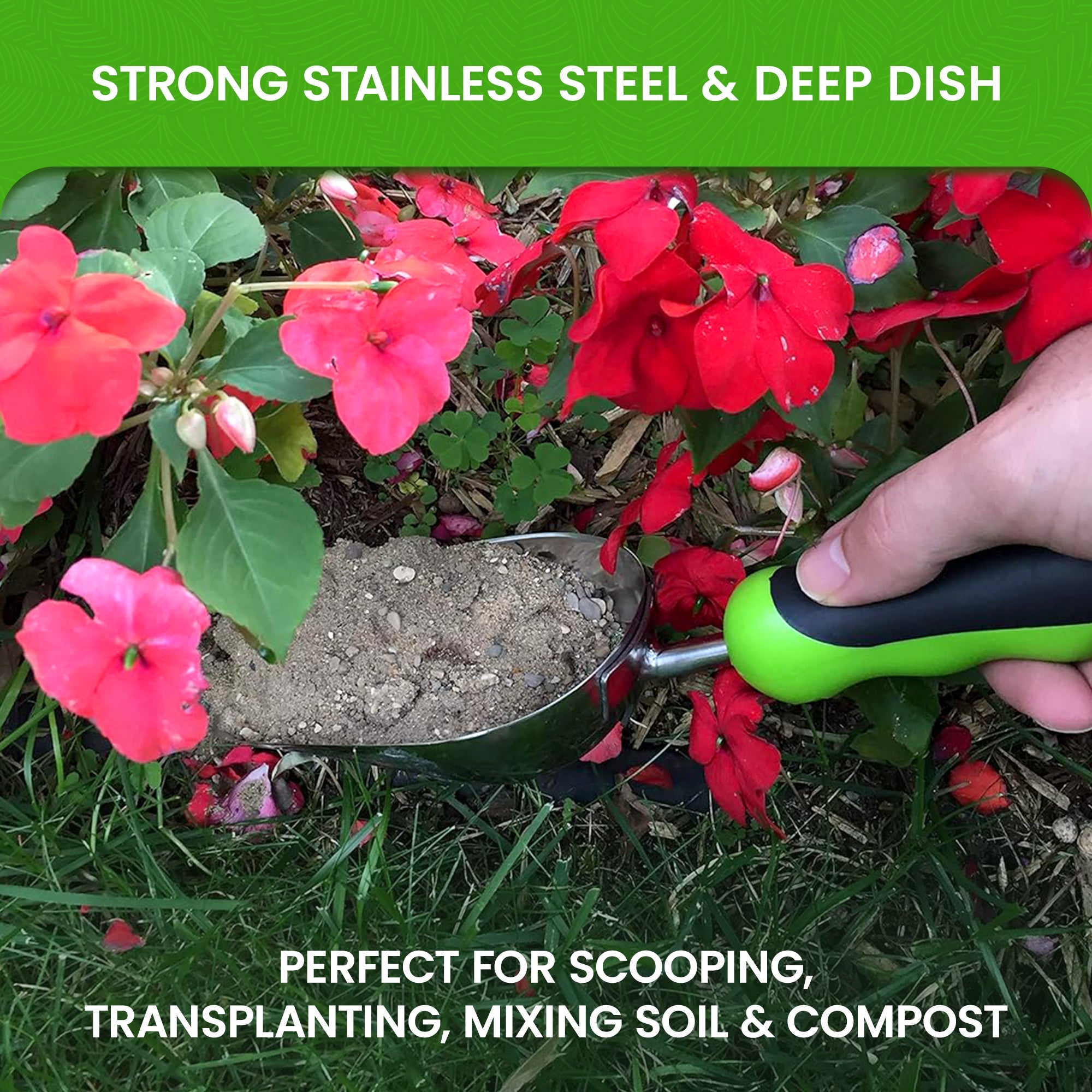 Stainless Steel Garden Scoop Trowel Soil Digging Planting Hand Tool