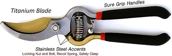 Titanium Bypass Garden Pruner Clippers Branch Cutting Garden Tool