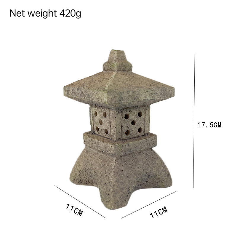 Solar Powered Zen Garden Decor Pagoda Lantern Statues Outdoor