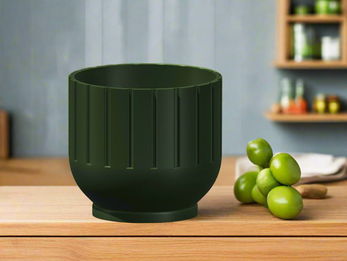 Modern Fluted Planter with Drainage 3D Printed Ribbed Pot