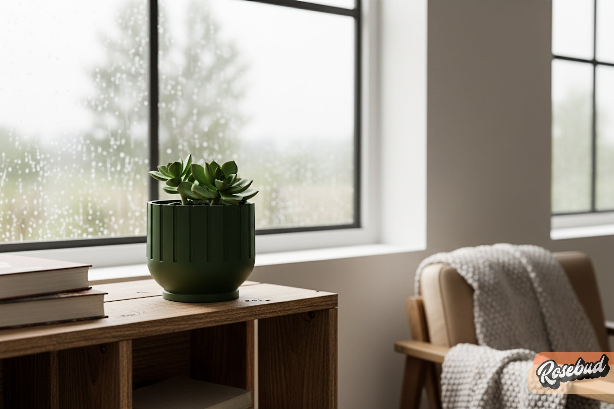 Modern Fluted Planter with Drainage 3D Printed Ribbed Pot