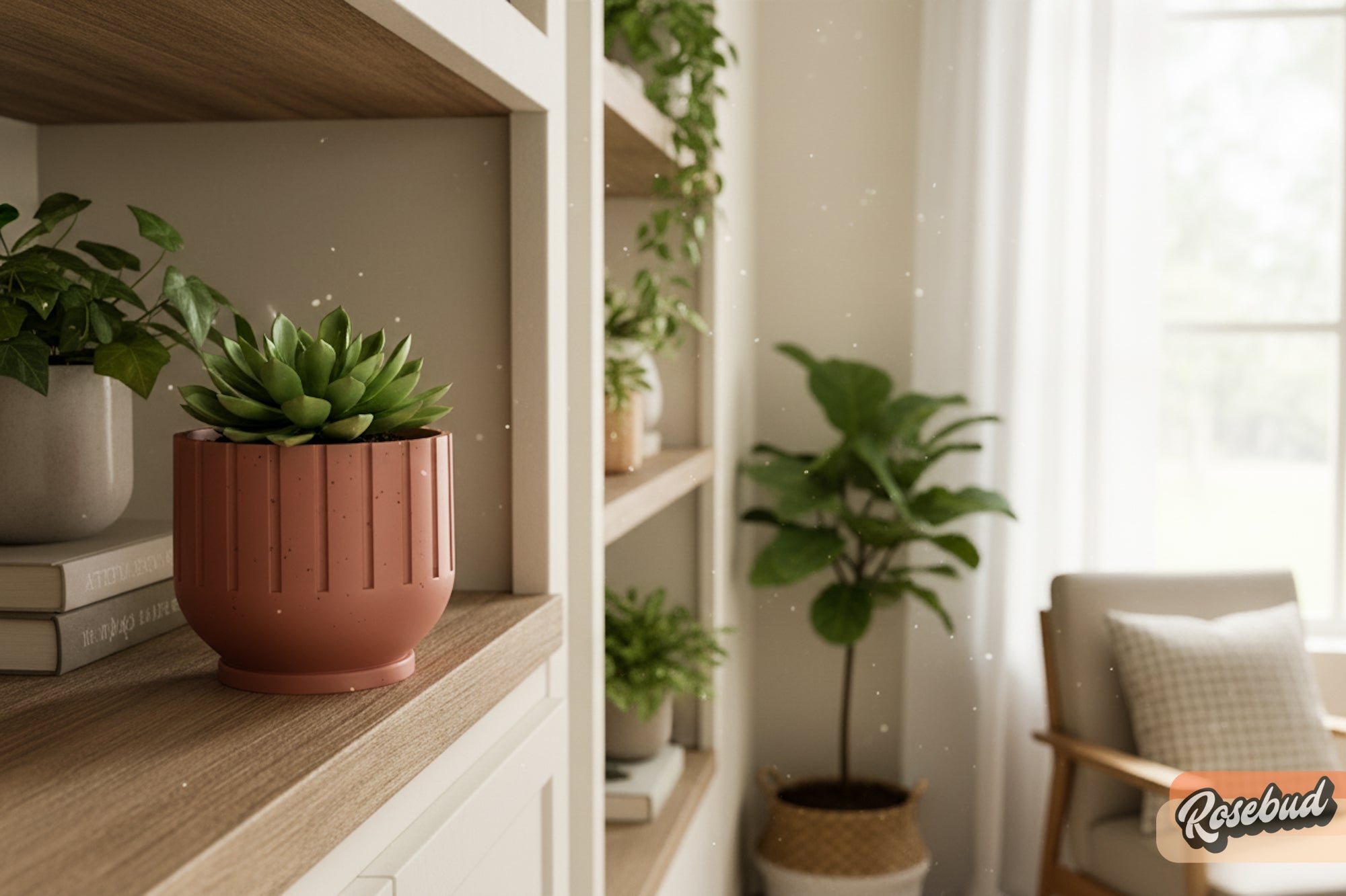 Modern Fluted Planter with Drainage 3D Printed Ribbed Pot