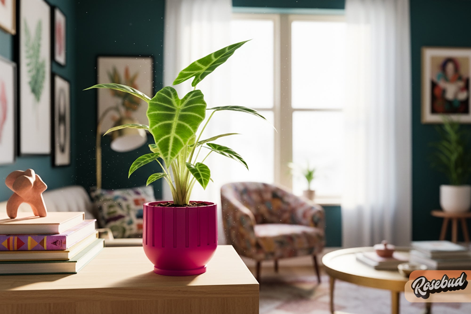 Modern Fluted Planter with Drainage 3D Printed Ribbed Pot