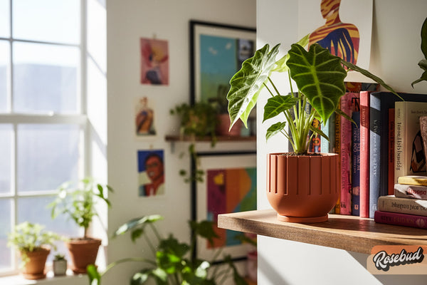 Modern Fluted Planter with Drainage 3D Printed Ribbed Pot
