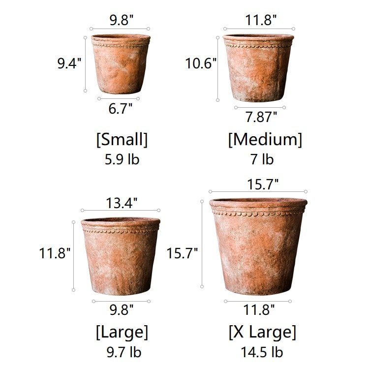 Large Terracotta Red Concrete Planter Pot Outdoor Garden Container