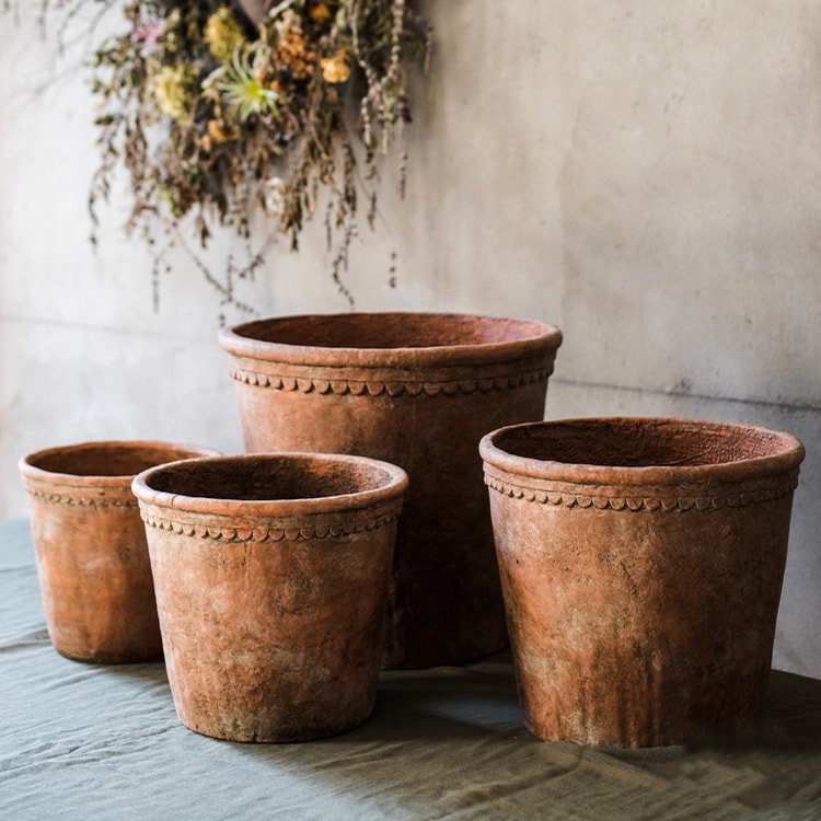 Large Terracotta Red Concrete Planter Pot Outdoor Garden Container