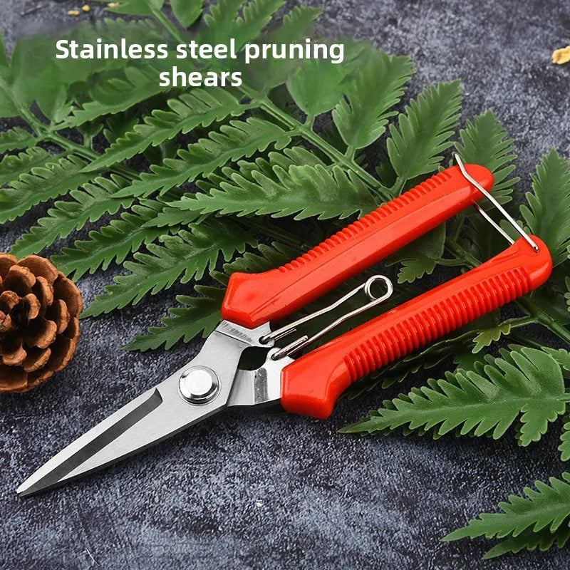 190mm Straight Head Pruning Shears Stainless Steel Bonsai Garden Cutter