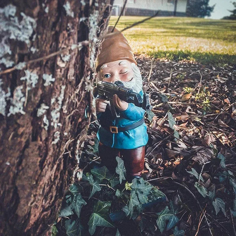 Funny Army Gnome Resin Garden Statue Outdoor Lawn Decor Figurine