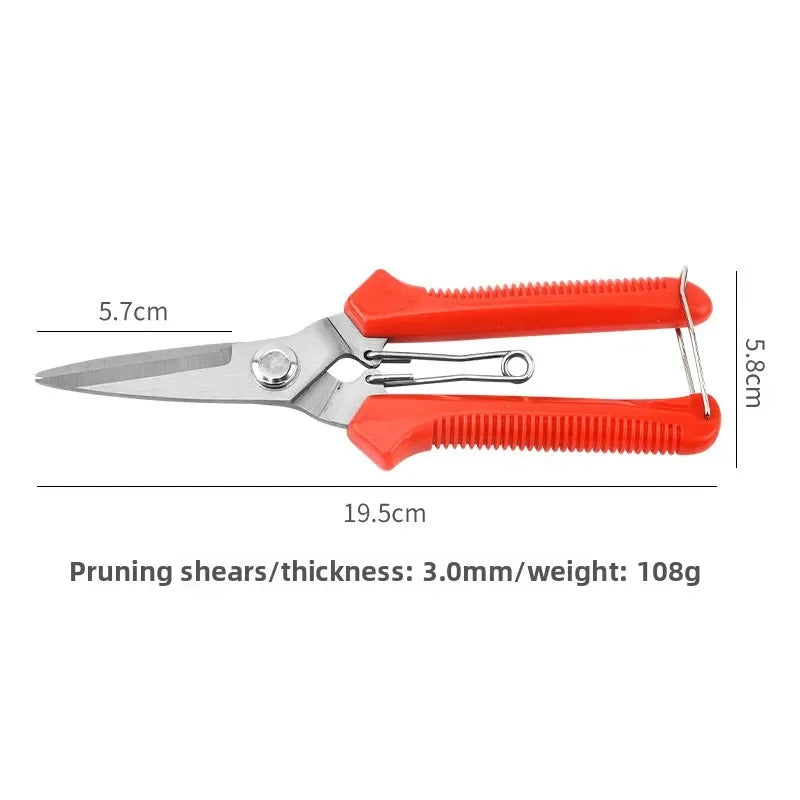 190mm Straight Head Pruning Shears Stainless Steel Bonsai Garden Cutter