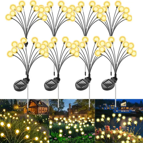 8pcs Solar Firefly Garden Lights IP65 Waterproof LED Lawn Lamps