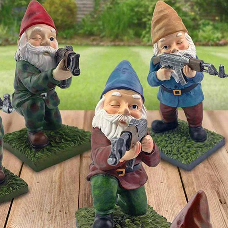 Funny Army Gnome Resin Garden Statue Outdoor Lawn Decor Figurine