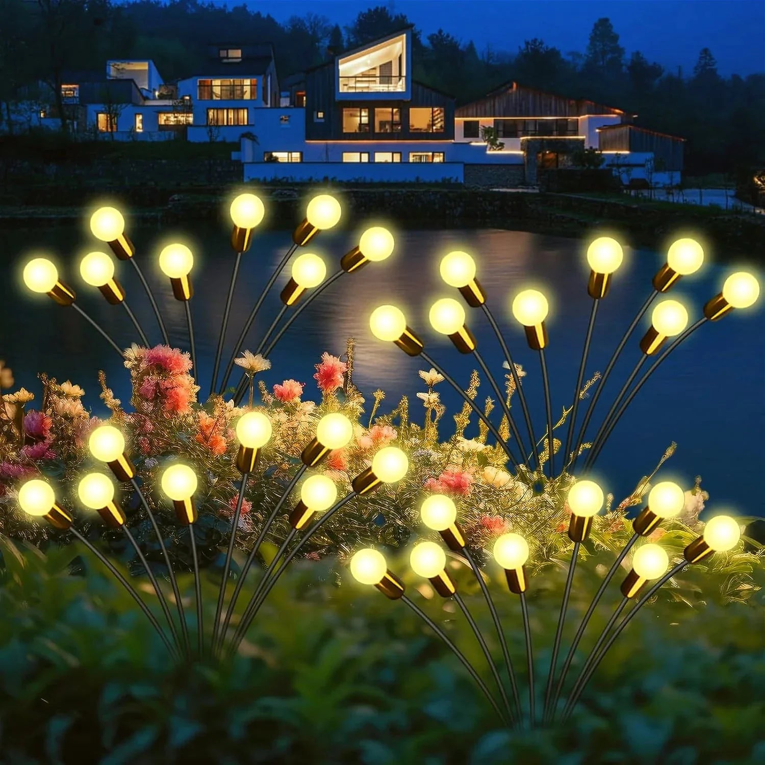 8pcs Solar Firefly Garden Lights IP65 Waterproof LED Lawn Lamps