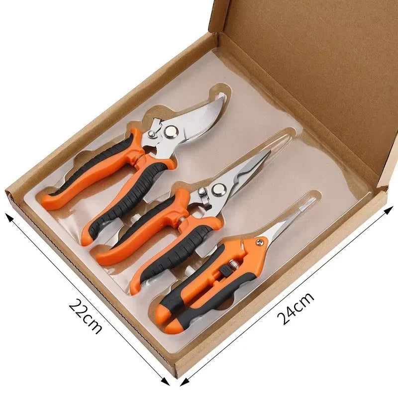 190mm Straight Head Pruning Shears Stainless Steel Bonsai Garden Cutter
