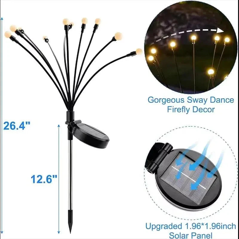 8pcs Solar Firefly Garden Lights IP65 Waterproof LED Lawn Lamps