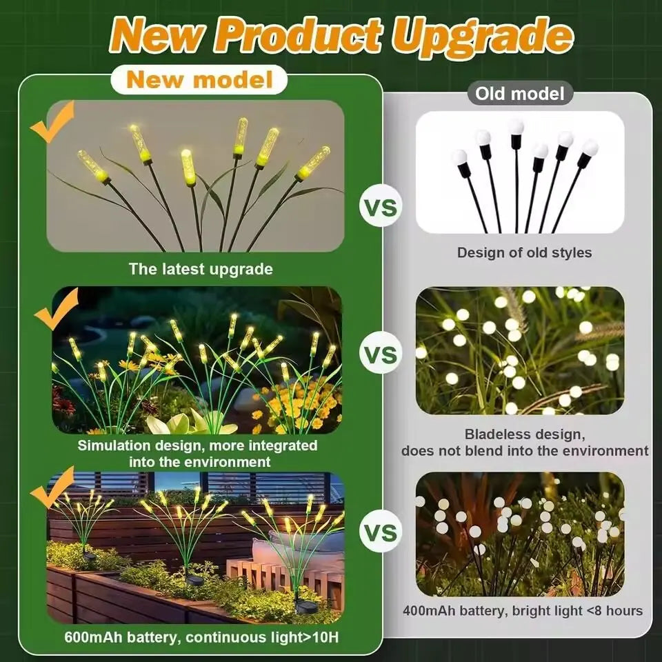Solar Firefly Swaying Garden Light LED Reed Outdoor Pathway Lamp