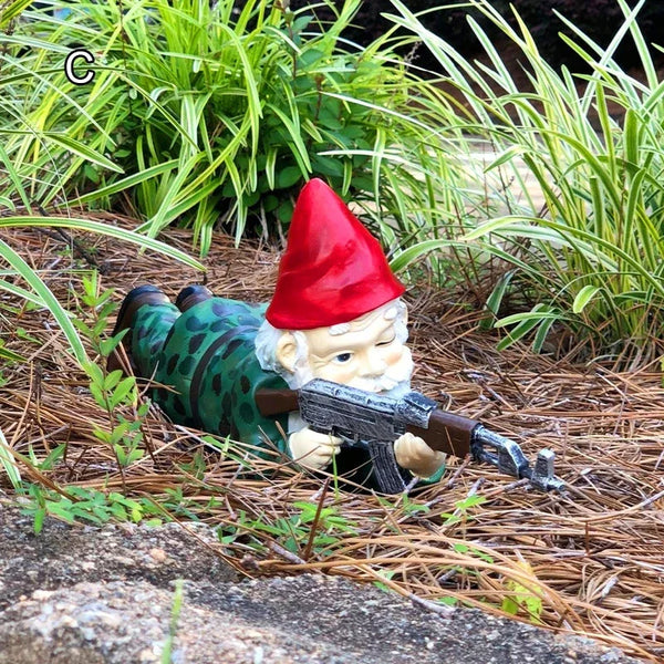 Funny Army Gnome Resin Garden Statue Outdoor Lawn Decor Figurine