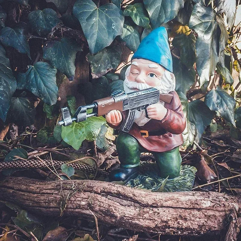 Funny Army Gnome Resin Garden Statue Outdoor Lawn Decor Figurine