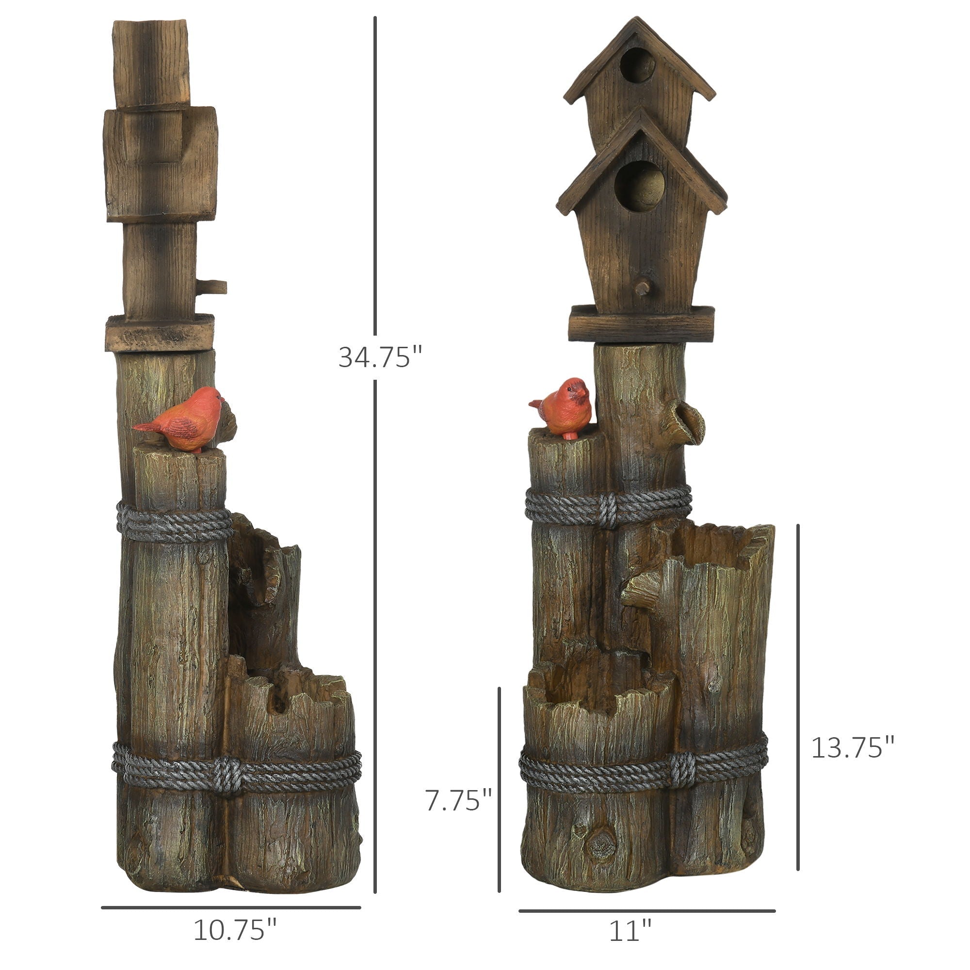 Fountain Birdhouse 3 Tier LED Garden Waterfall Decor