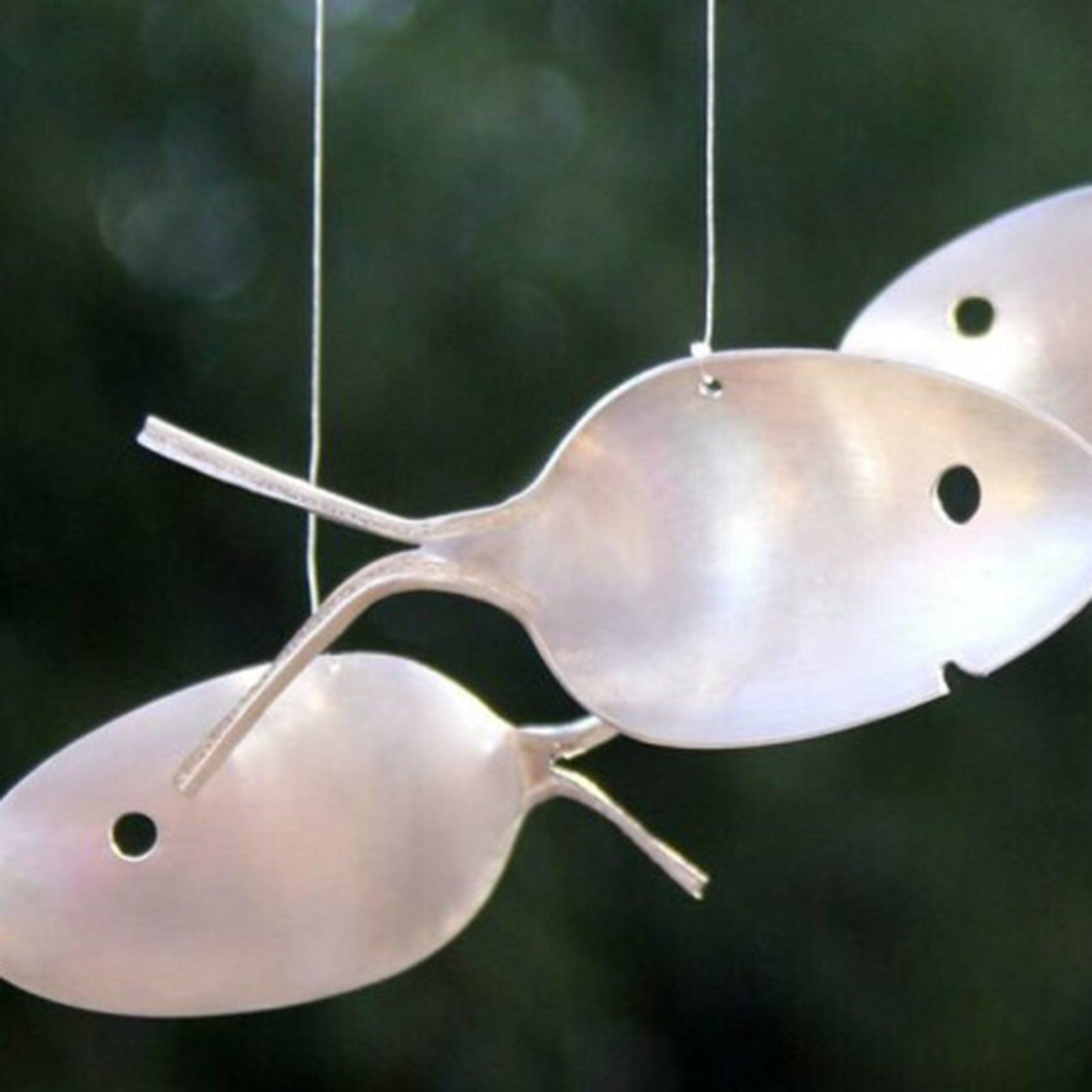 Fishing Man Spoon Fish Wind Chime Garden Hanging Decor Ornament