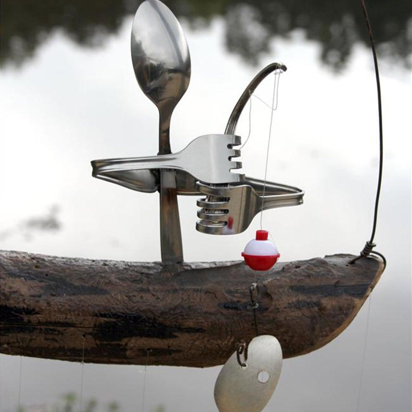 Fishing Man Spoon Fish Wind Chime Garden Hanging Decor Ornament