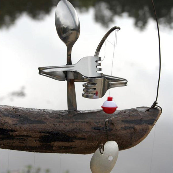 Fishing Man Spoon Fish Wind Chime Garden Hanging Decor Ornament