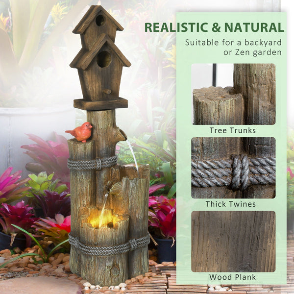Fountain Birdhouse 3 Tier LED Garden Waterfall Decor