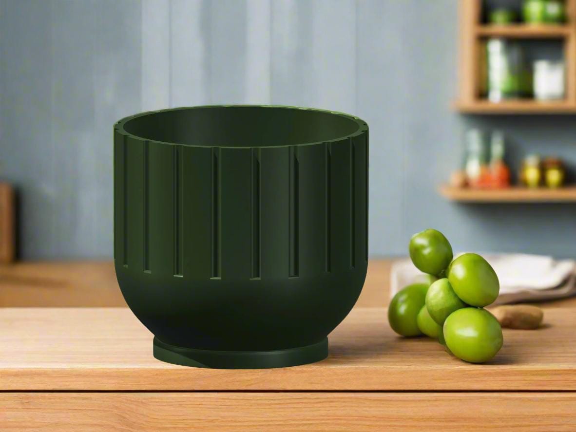 Modern Fluted Planter with Drainage 3D Printed Ribbed Pot