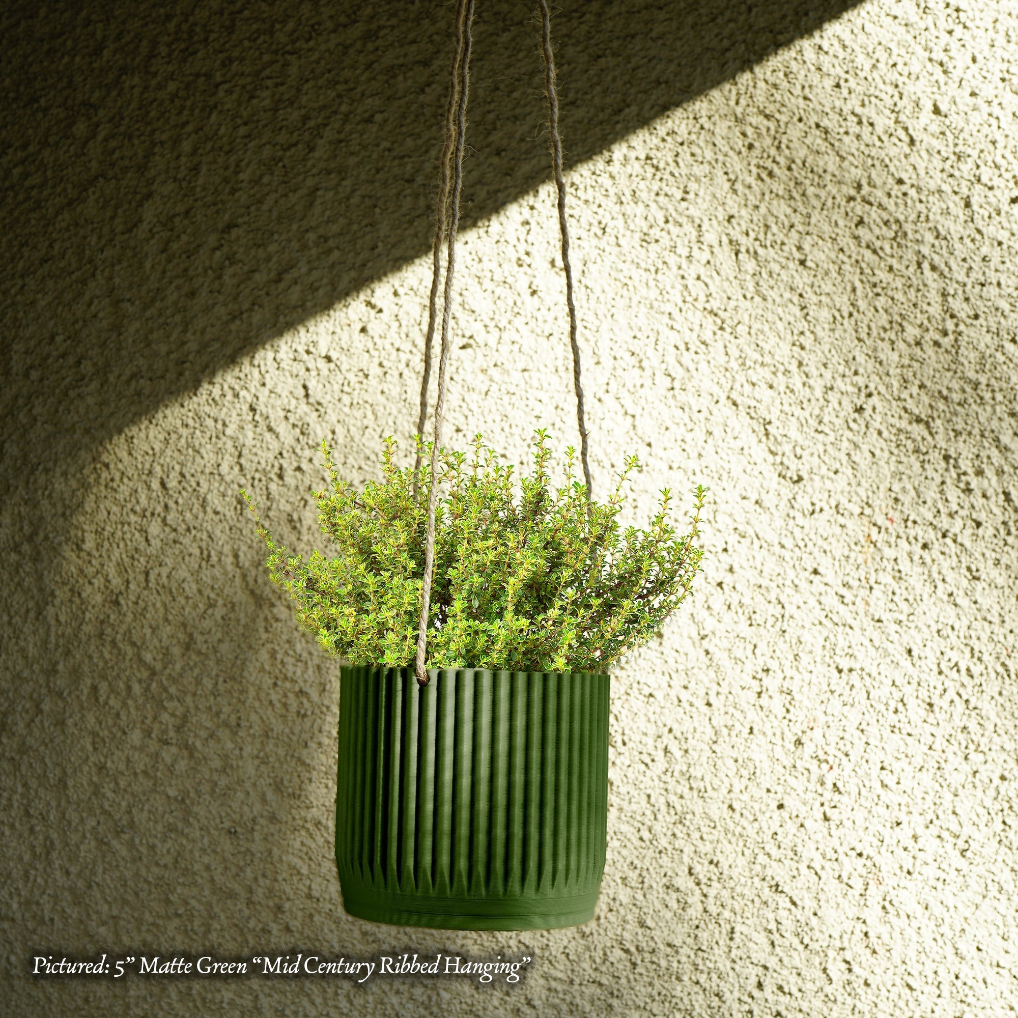 Mid Century Ribbed Hanging Plant Pots Modern Indoor Outdoor Decor