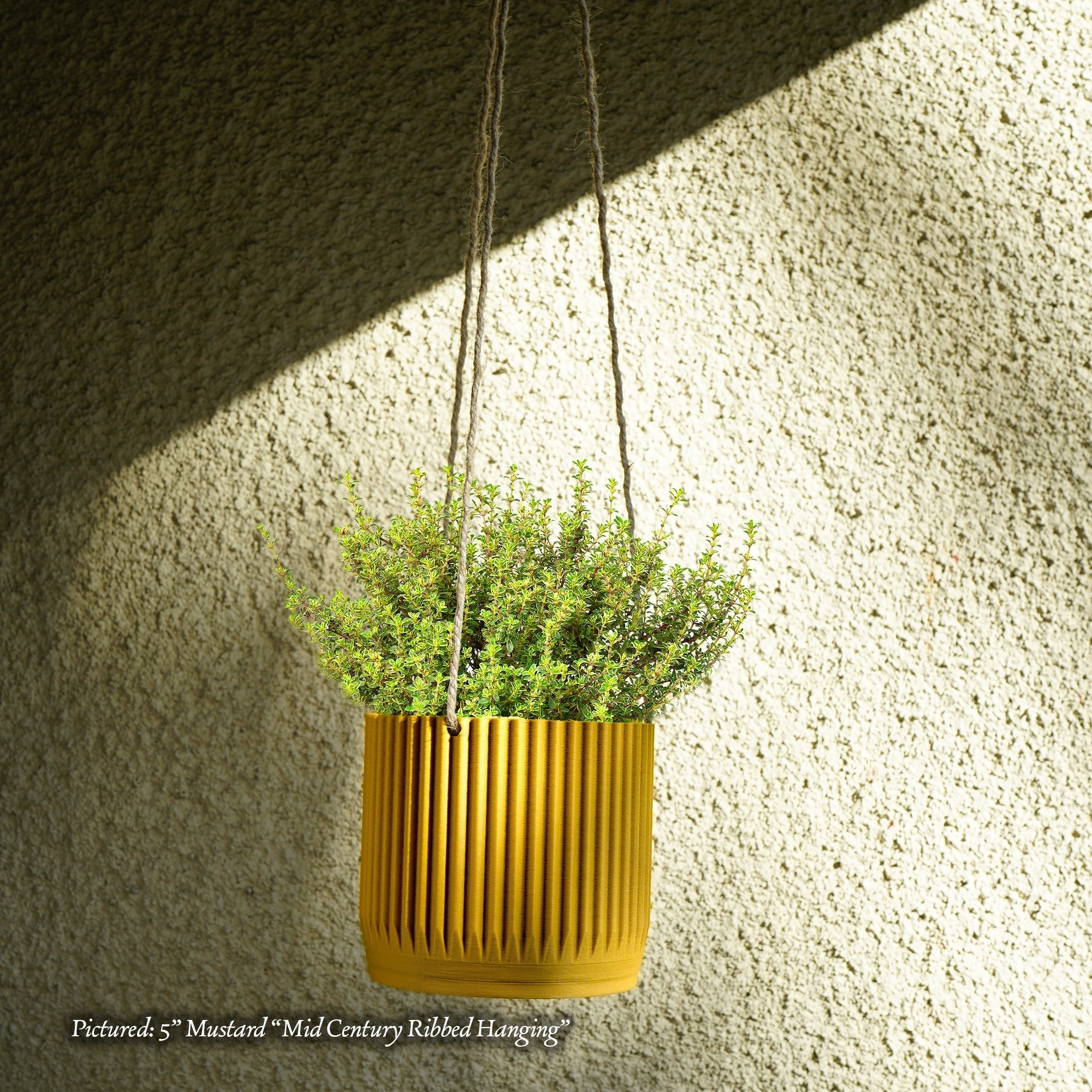 Mid Century Ribbed Hanging Plant Pots Modern Indoor Outdoor Decor