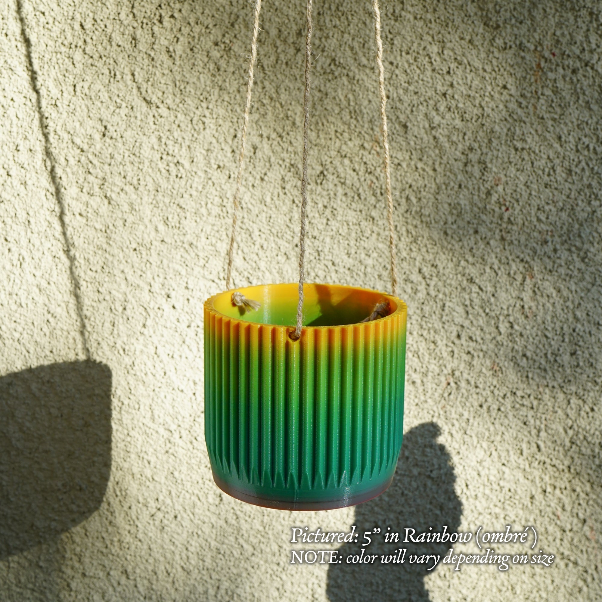 Mid Century Ribbed Hanging Plant Pots Modern Indoor Outdoor Decor