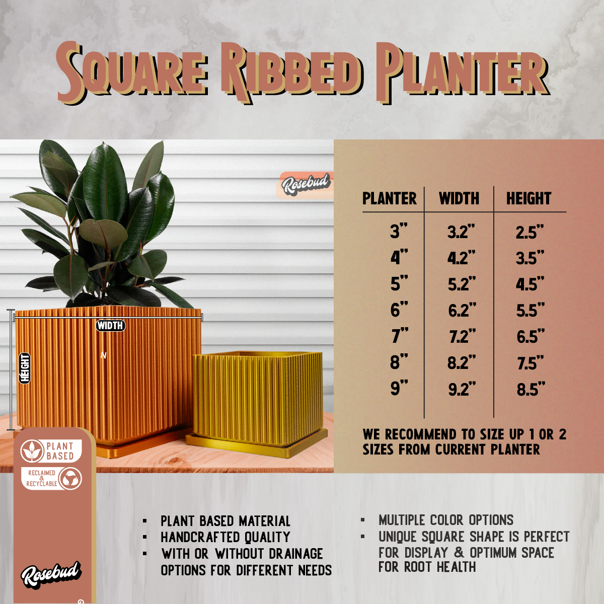 Desert Vista Planter Pot with Drainage Tray Mesh Indoor Outdoor